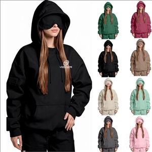Unisex Polyester Hoodie With Eye Mask